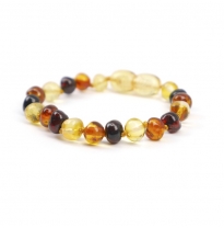 baltic amber bracelet, round beads, multi